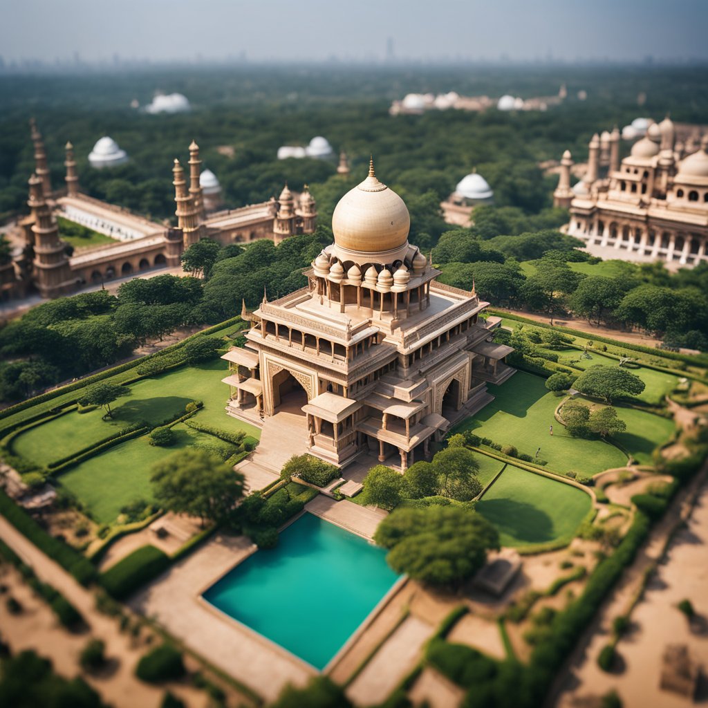 Aerial view of top 5 drones in India with Indian landmarks in the background