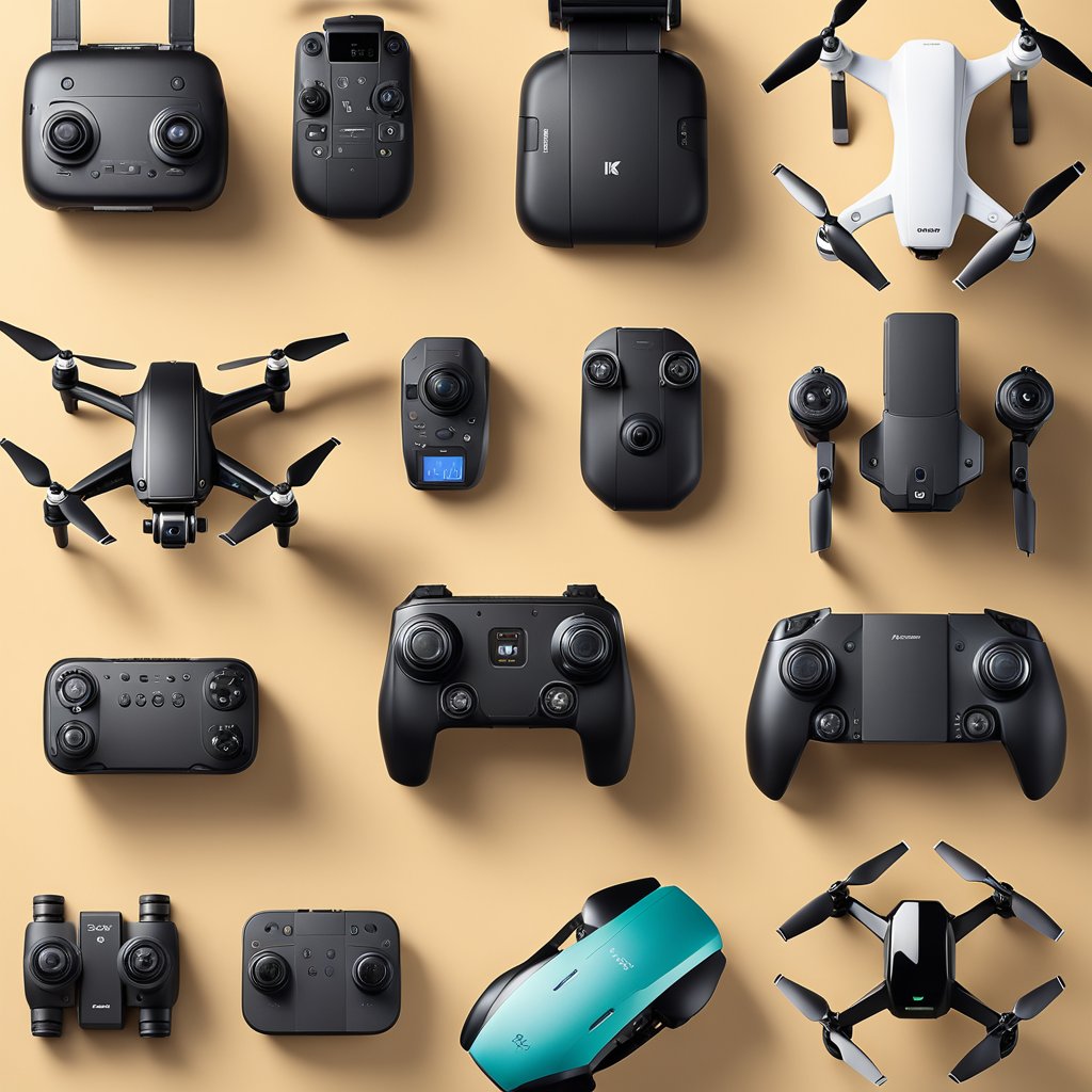 A top-down view of 5 popular drones under 5000 INR, arranged in a grid, with the best-selling model highlighted
