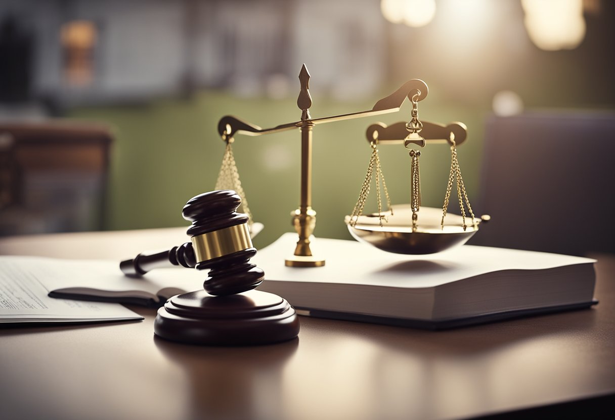 Property Law: Understanding Your Rights and Responsibilities 2 A scale balancing a house and a stack of legal documents, surrounded by a gavel, a key, and a law book