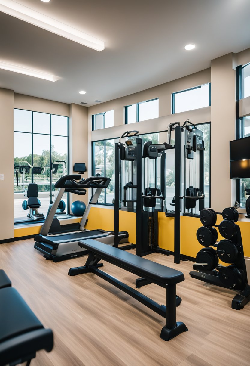 A modern gym at La Quinta by Wyndham, Waco. Brightly lit space with exercise machines and free weights