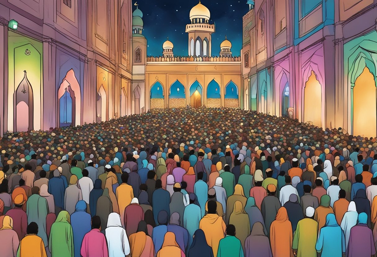 Shab-e-Barat 2024 in Karachi: colorful lights, people visiting graves, distributing sweets, and offering prayers at mosques