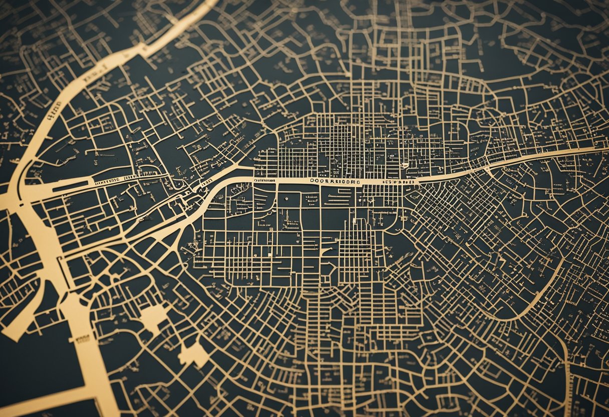 Berlin, Deutschland, mit einer Nahaufnahme einer Karte, die nahe gelegene Städte wie Potsdam oder Brandenburg zeigt