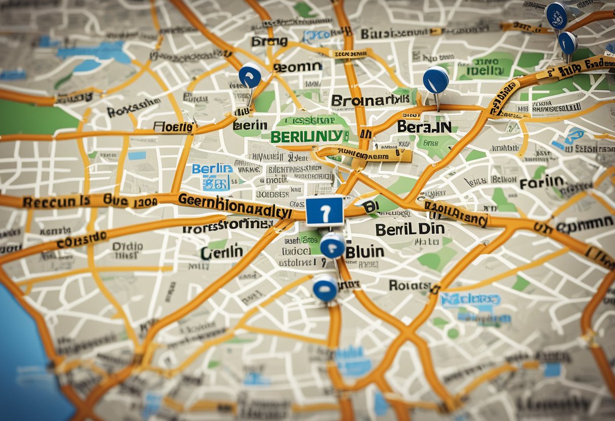 A map of Berlin with postal code areas highlighted and the question "What is Germany Berlin zip code?" displayed prominently