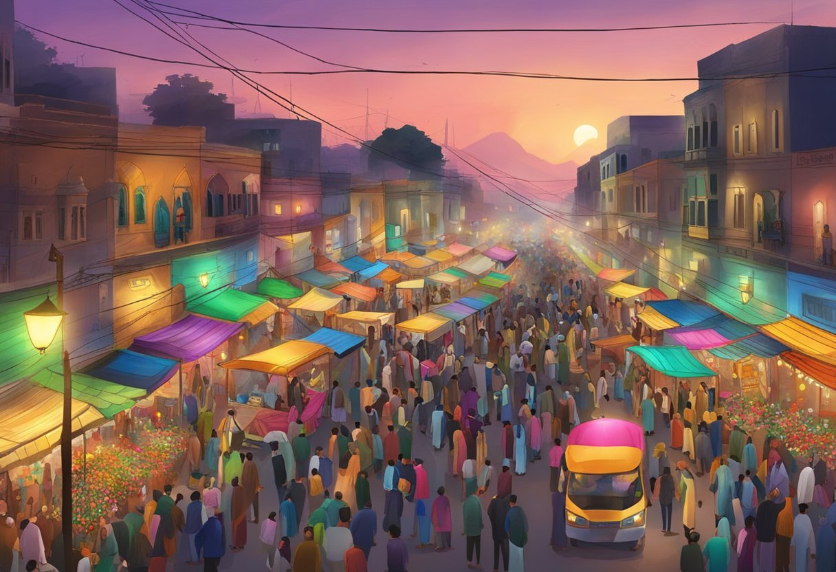 The streets of Rawalpindi are filled with colorful lights and bustling with people as they prepare for the observance of Shab-e-Barat in 2024
