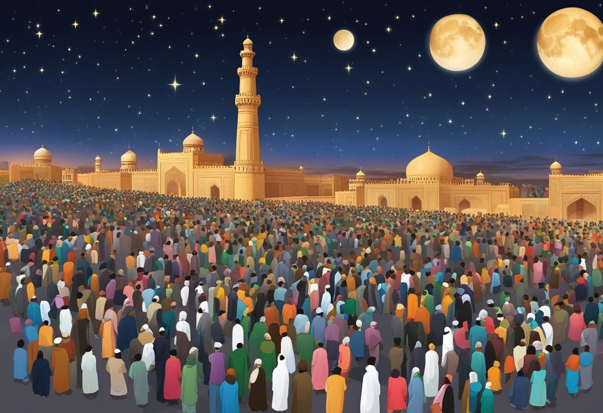 The night sky over Larkana, 2024. Full moon illuminates the city as people gather for Shab-e-Barat