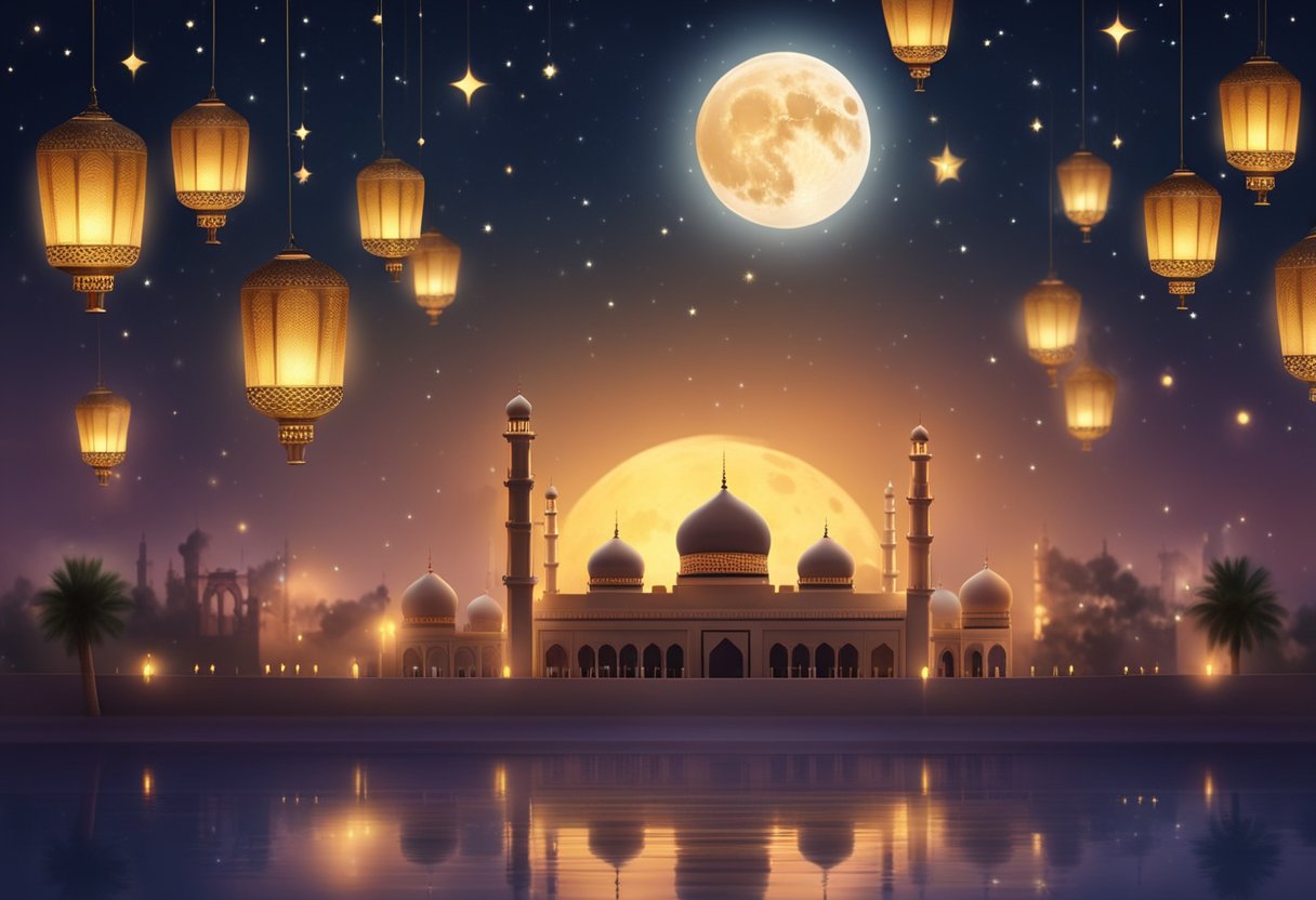 The moonlit night of Shab-e-Barat in 2024, with stars twinkling in the sky and the town of Kasur illuminated by the soft glow of lanterns and candles