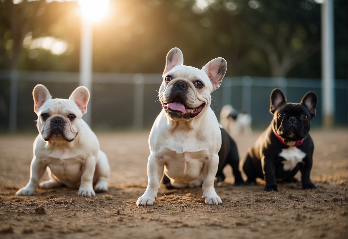 French bulldogs playing in a spacious, well-maintained outdoor area at a reputable breeder's facility in Texas