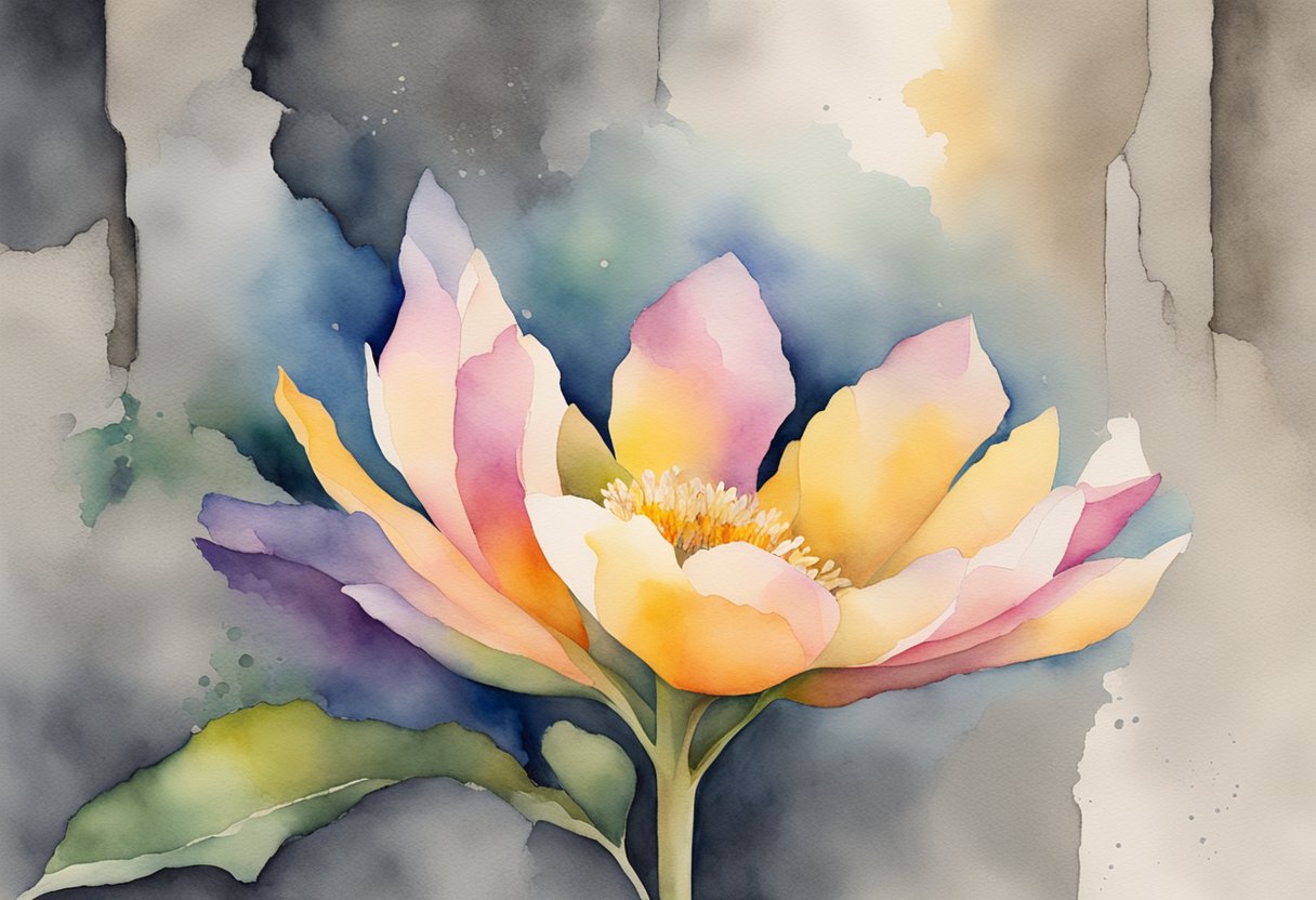 A blooming flower breaking through concrete