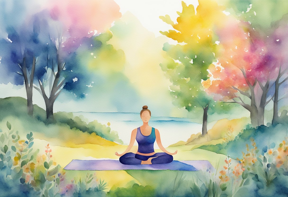 A person practices yoga outdoors, surrounded by vibrant nature, embodying strength and self-acceptance post-cancer