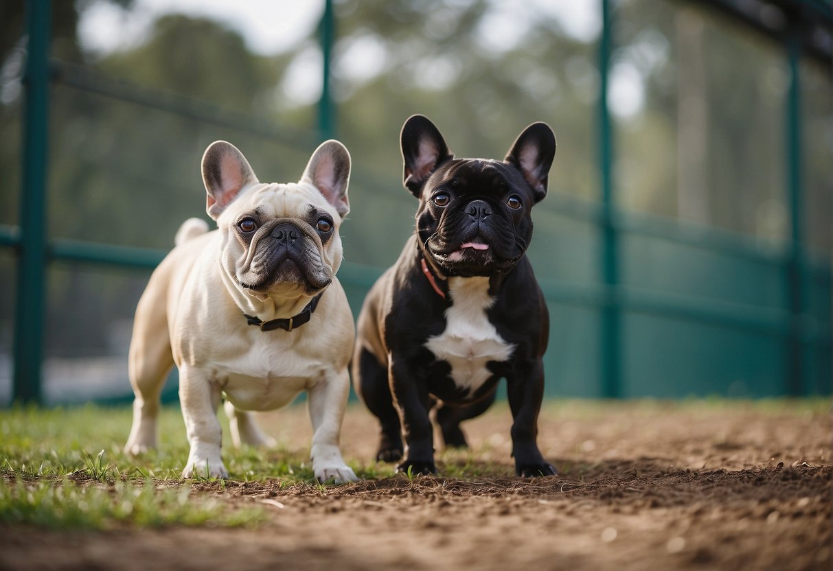 French bulldogs playing in a spacious, well-maintained outdoor enclosure at a reputable breeder's facility in Florida