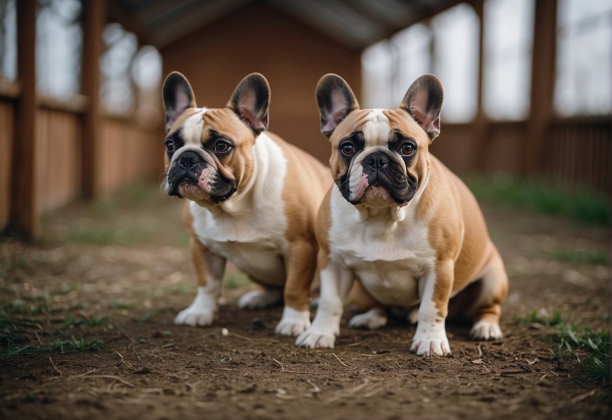 A group of top-quality French bulldogs playing in a spacious, well-maintained kennel in Hungary