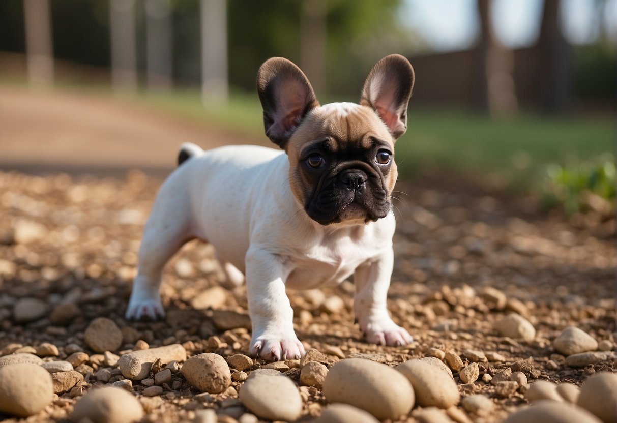A French bulldog puppy stands out among a litter, with alert ears and a sturdy build, as a breeder carefully selects the perfect match