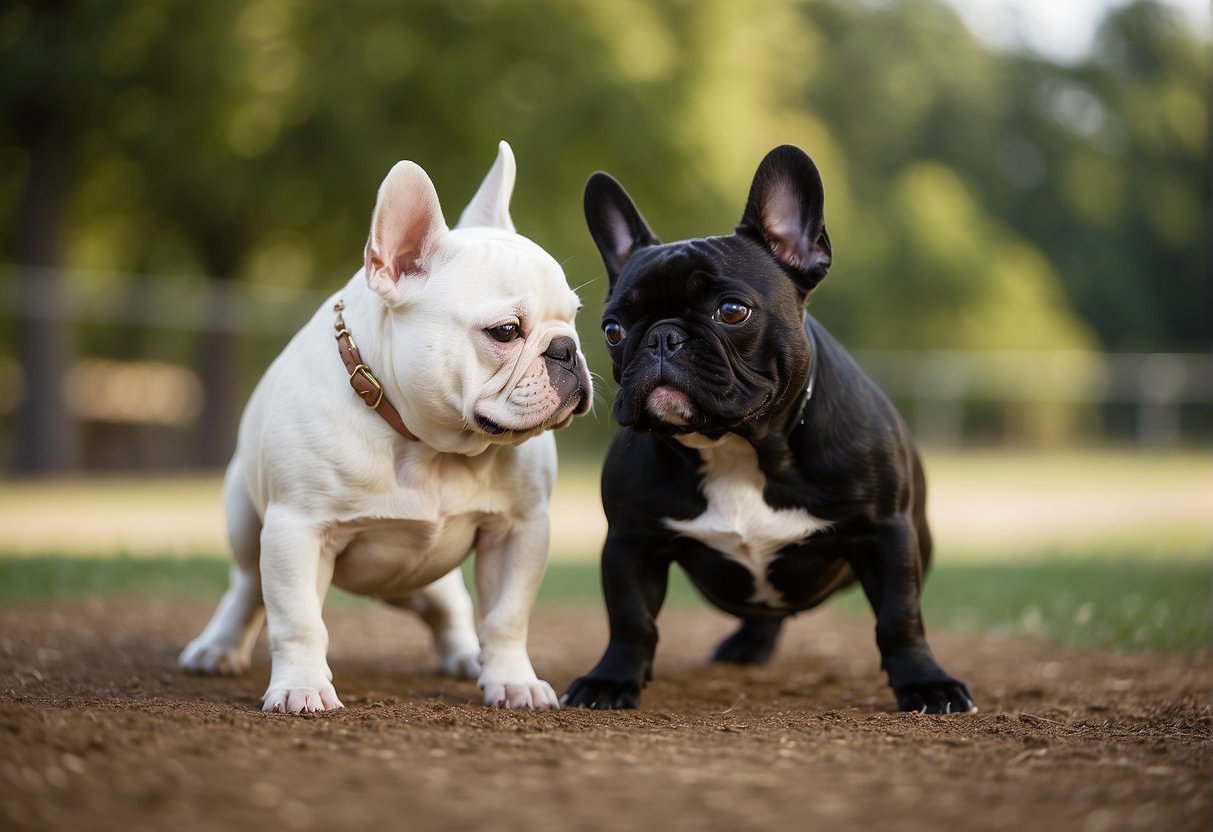 French bulldogs playfully interact in a spacious, well-maintained breeding facility in Virginia. The dogs are healthy, happy, and well-cared for by dedicated breeders