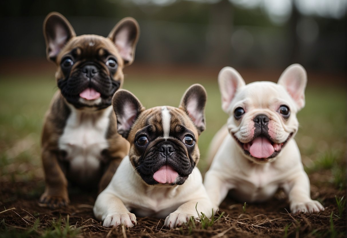 A litter of French Bulldog puppies playfully interact at a reputable breeder's facility in Detroit, showcasing their adorable and sought-after qualities for potential buyers
