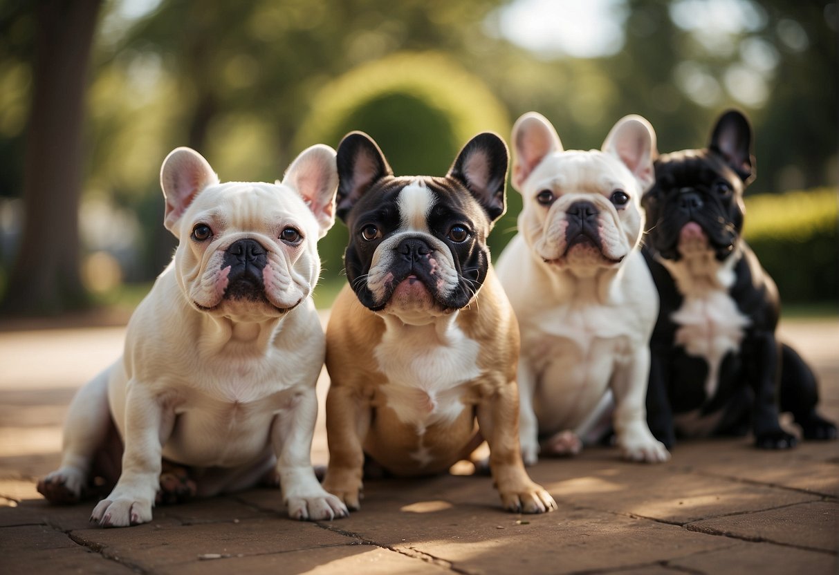 A group of French bulldogs play in a spacious, clean and well-maintained outdoor area at the best French bulldog breeders in Dallas