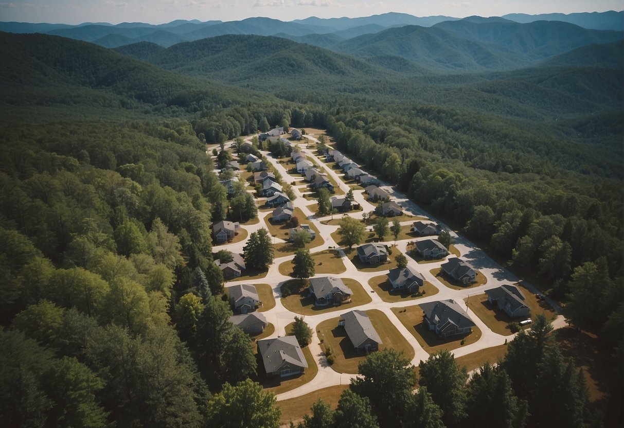 Aerial view of Georgia mountain tiny home communities