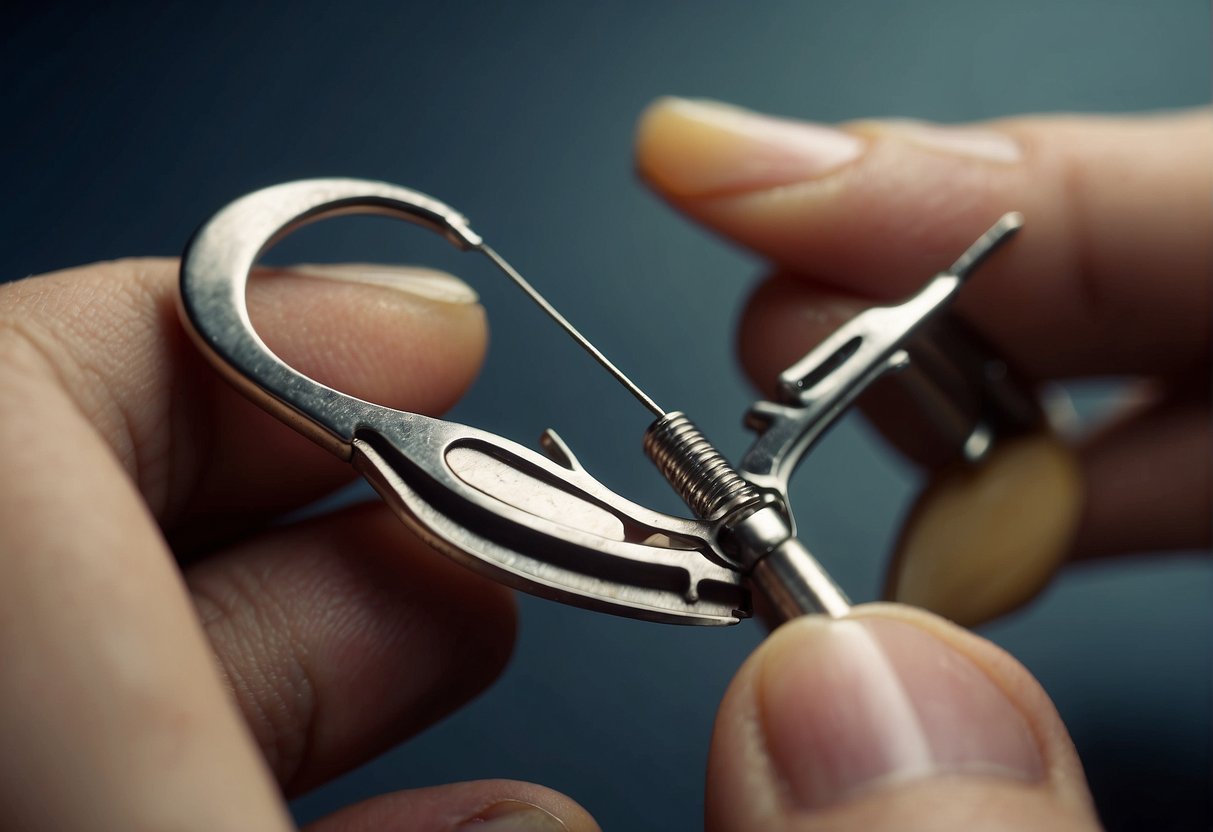 A pair of needle-nose pliers gently grasp the nose ring, carefully twisting and pulling to remove it. Then, using precision, the ring is reinserted into the piercing with ease
