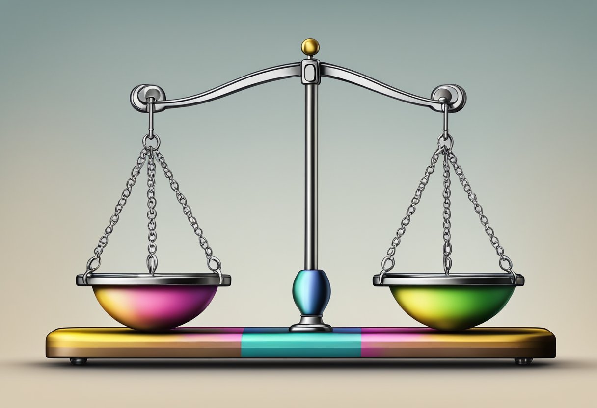 A scale with equal weights on both sides, symbolizing equality of outcome