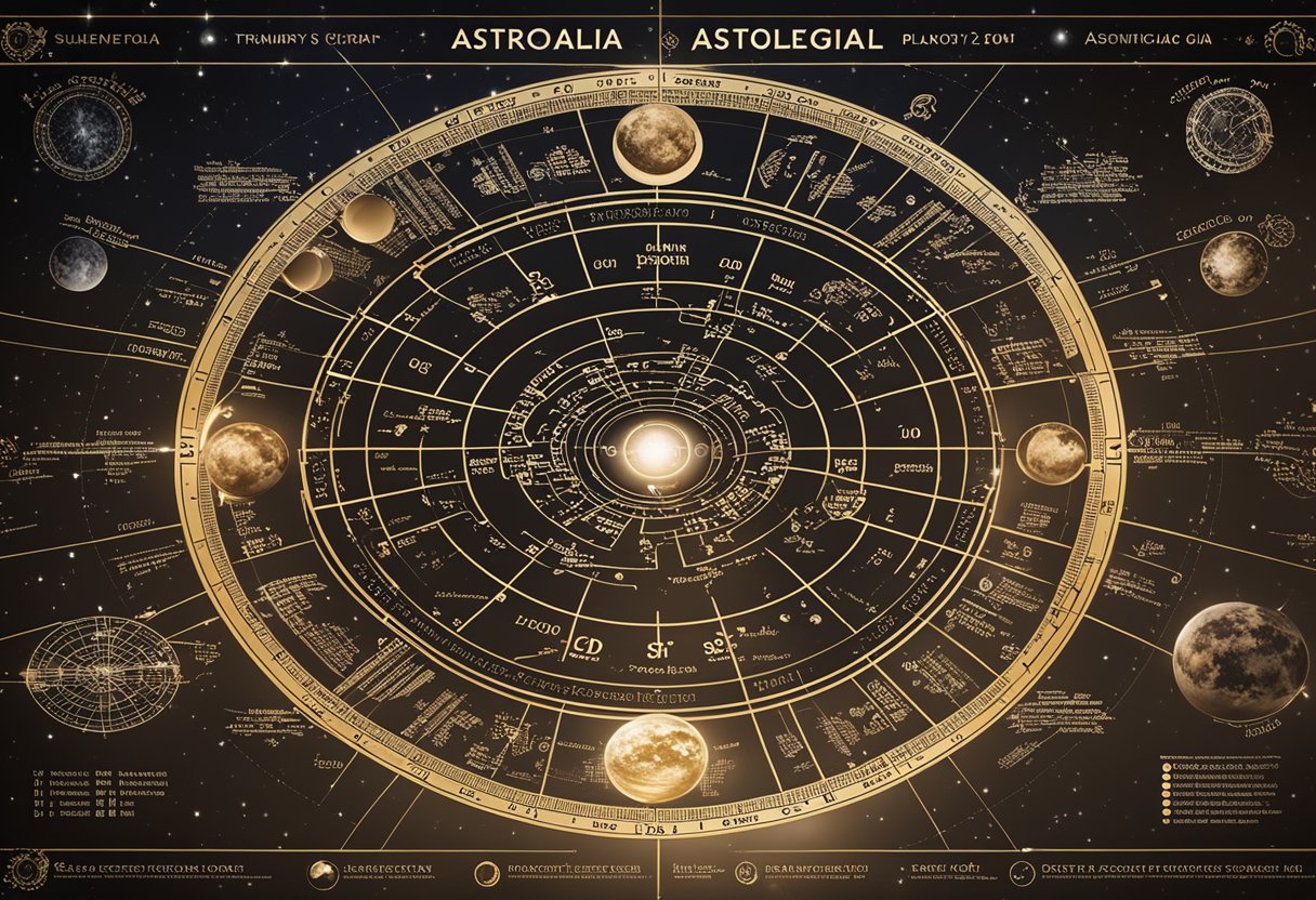 A celestial chart showing Donald Trump's astrological sign and planetary alignments in 2024