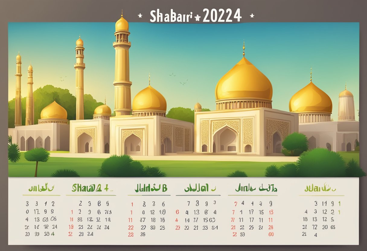 A calendar showing the date "Shab-e-Barat 2024" in Sadiqabad