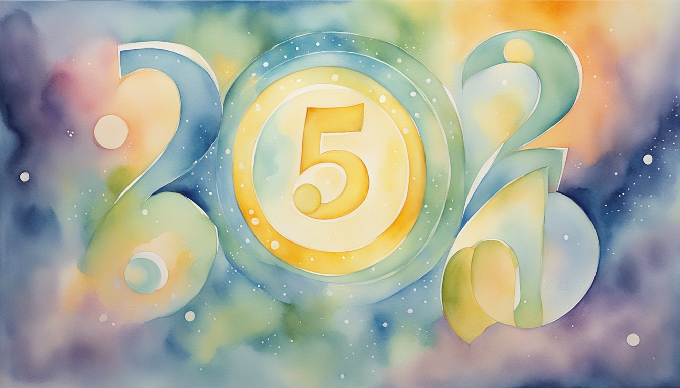 A bright, celestial figure surrounded by four glowing numbers: 2, 3, 4, and 5.</p><p>The numbers emanate a sense of divine guidance and spiritual presence