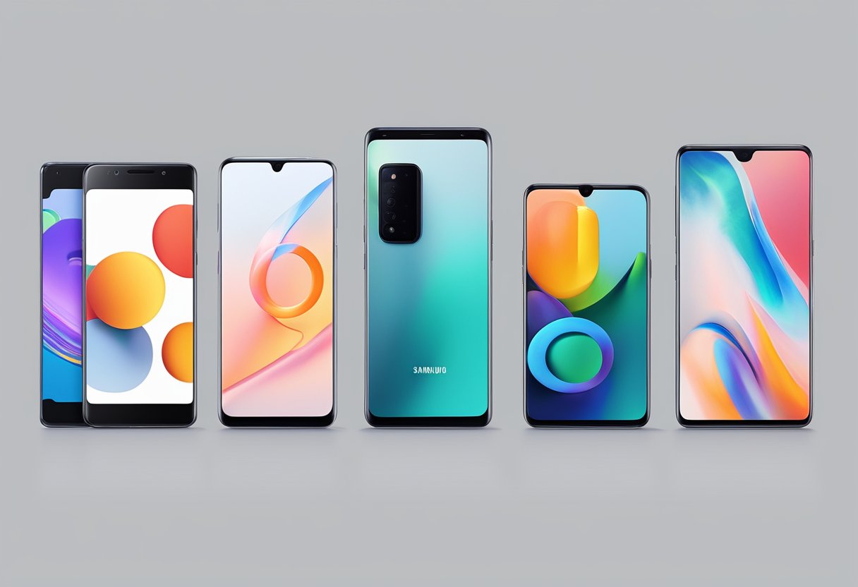 A lineup of 2024 smartphones: Samsung, Google, Apple, OnePlus, Nothing