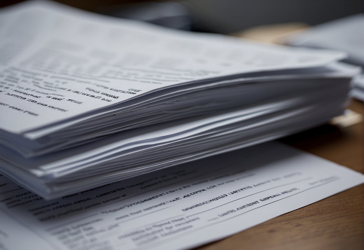 A stack of papers with headings "Frequently Asked Questions," "Provident Metals review," "complaints," "lawsuit," and "scam" scattered on a desk