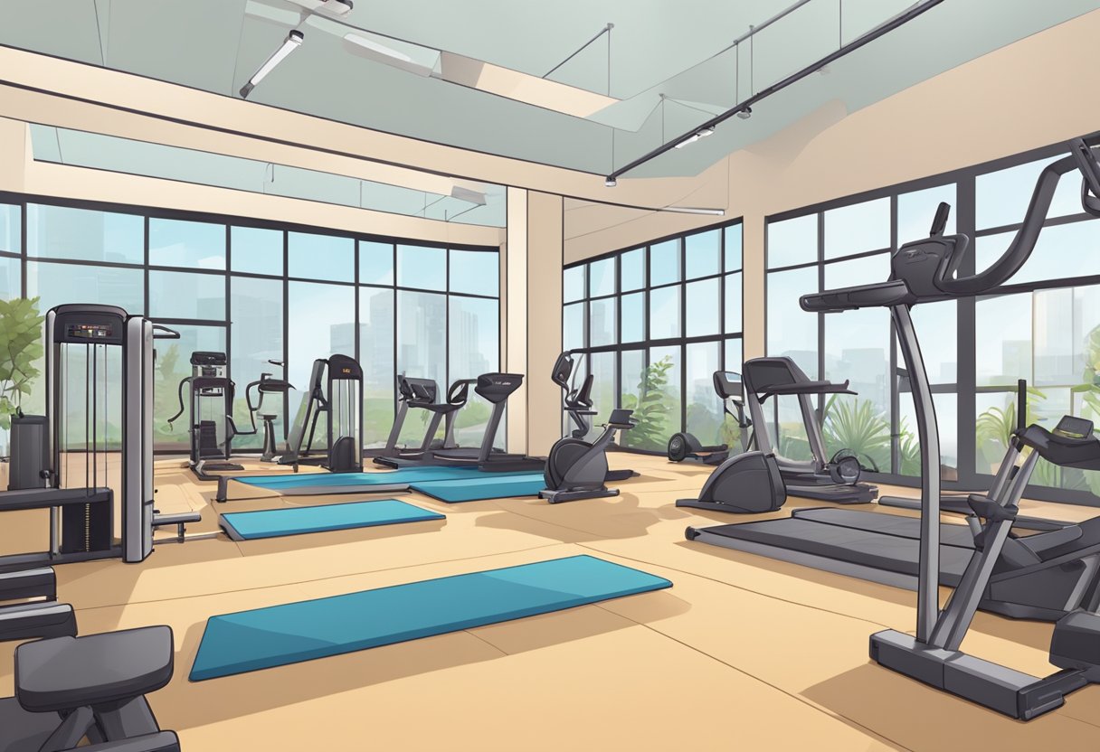 The women's gym in San Diego is filled with modern gym equipment and facilities, including treadmills, weight machines, yoga mats, and a spacious workout area