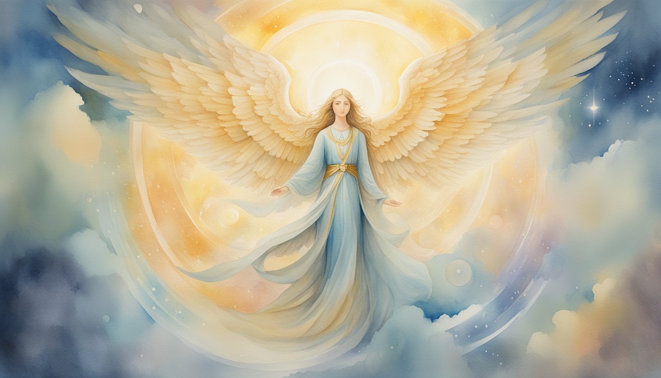 A glowing angelic figure hovers above the number 526, surrounded by celestial symbols and a sense of peace and guidance