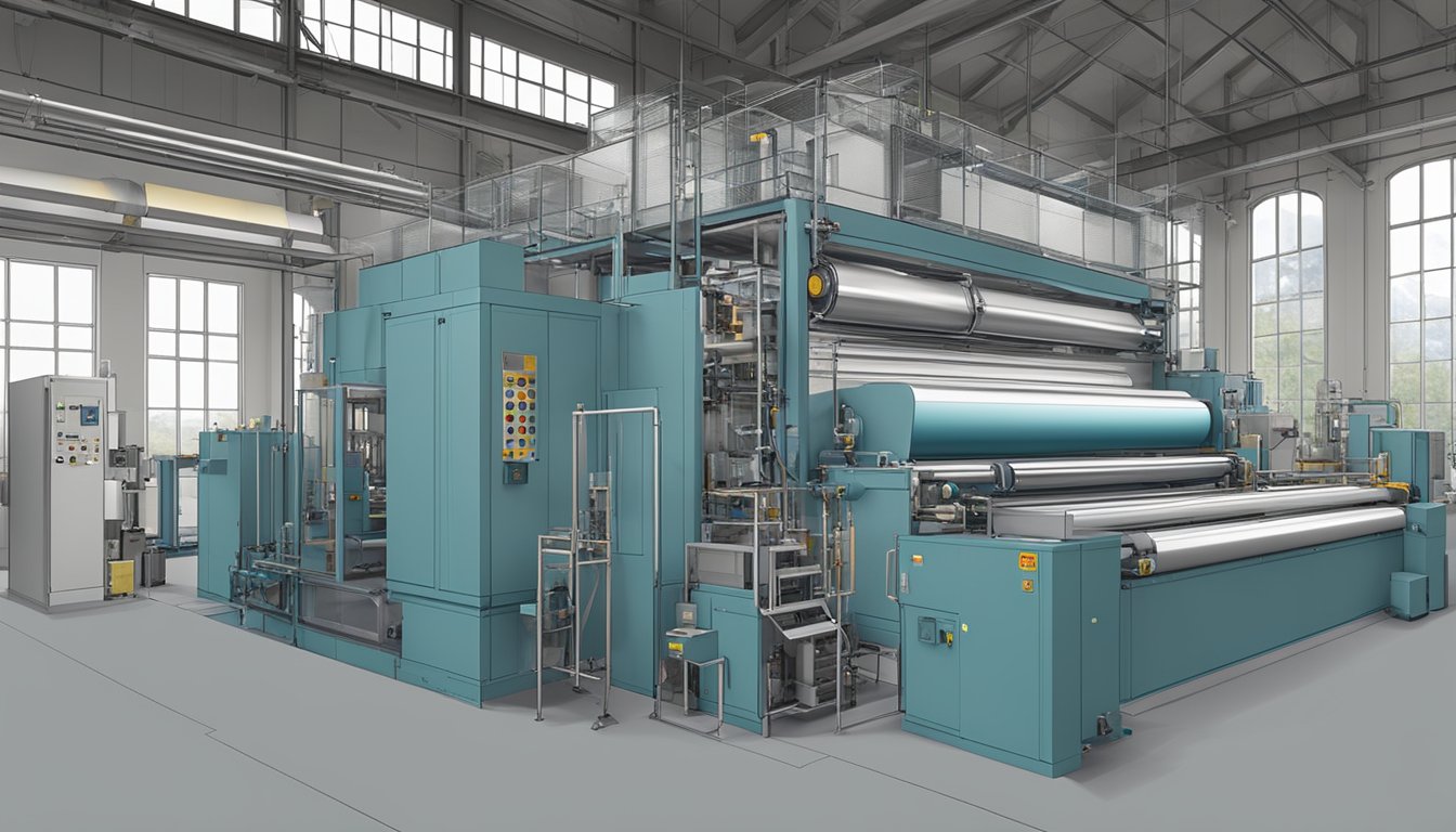 Machines extrude, coat, and laminate BOPP film in a controlled factory setting