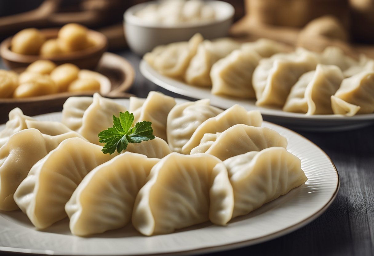 Kołduny and Zeppeliny kartacze, a regional variety of dumplings, fill the scene with their unique shapes and textures