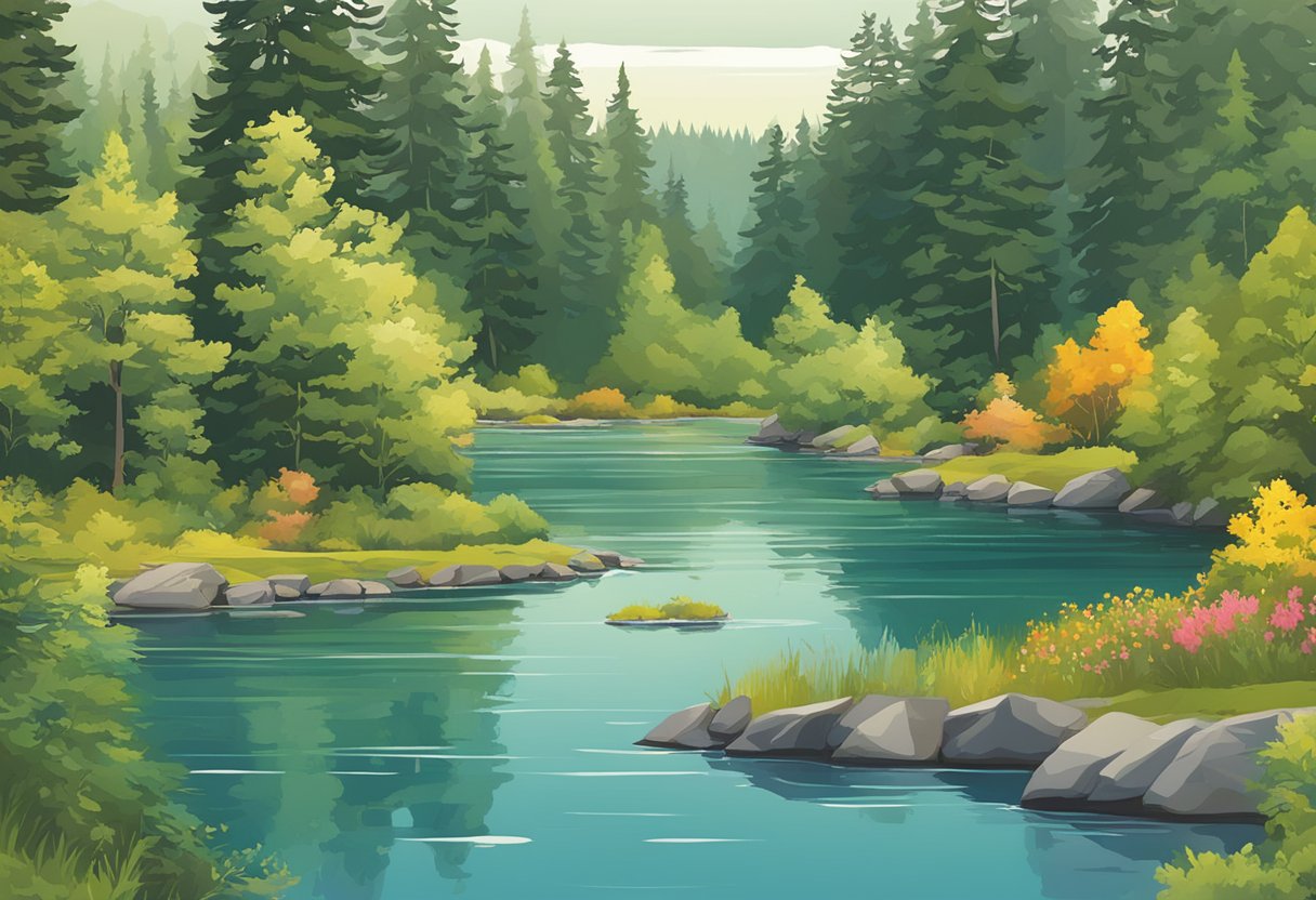 Marymoor Park, Redmond, WA: lush greenery, winding trails, serene lake, vibrant wildflowers, and diverse wildlife