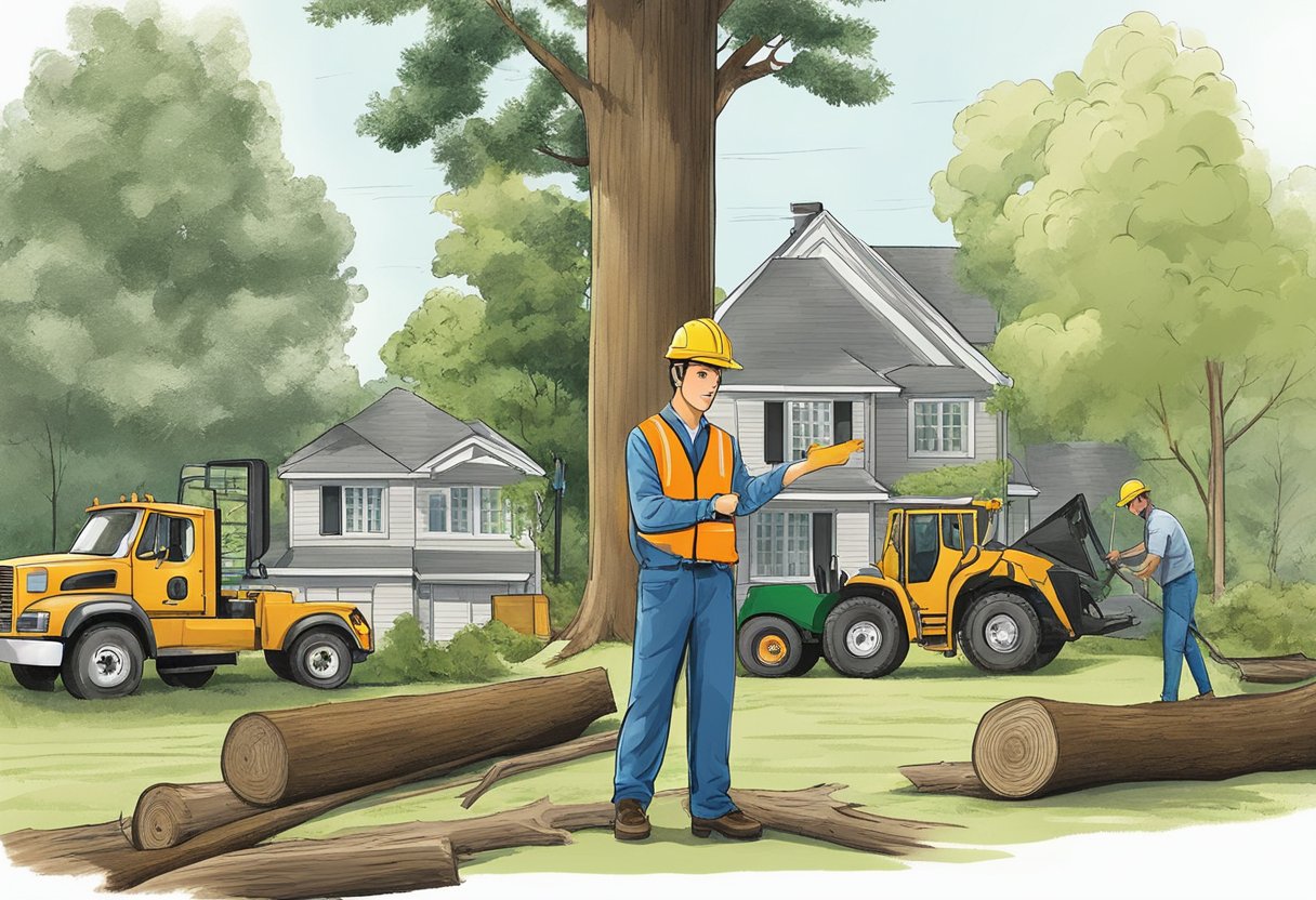 A person discussing cost-effective tree removal with service providers
