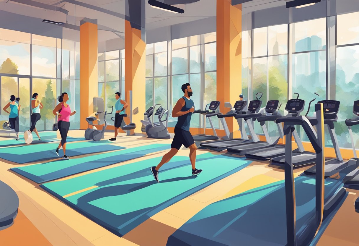 People entering and exploring various fitness centers in Seattle, with modern equipment and vibrant atmosphere