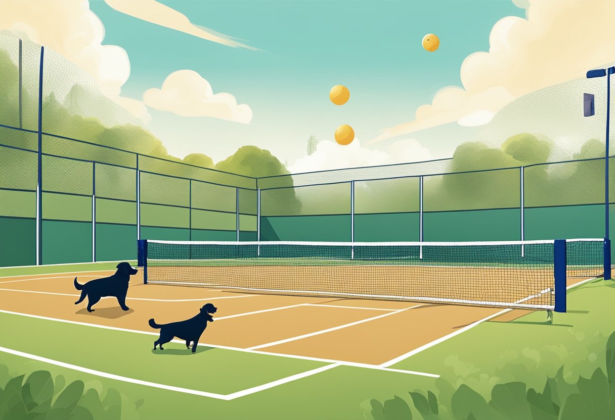 Pickleball Destinations welcomes dogs, with furry friends playing pickleball on the courts