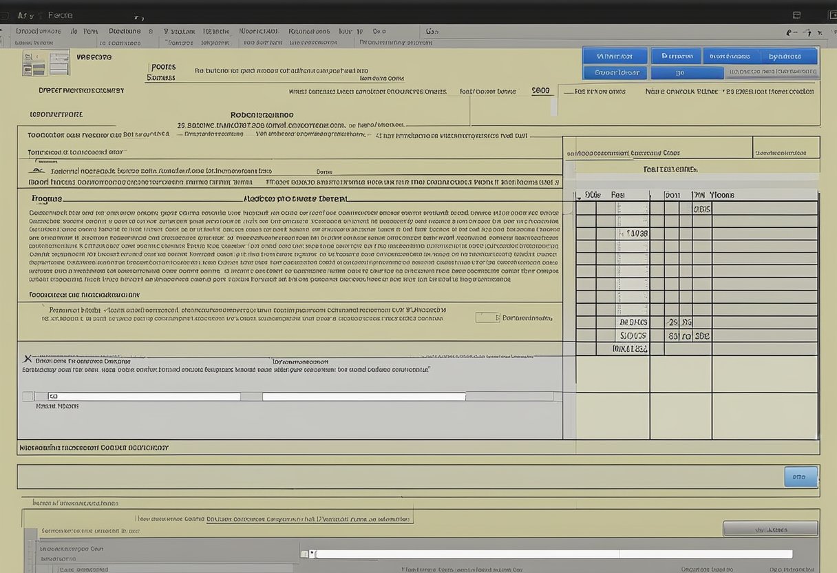 A computer screen displaying a Microsoft Word document with a form open. The cursor is clicking and typing into the form fields