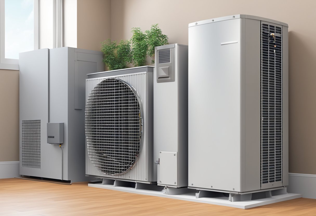 A heat pump being installed in an apartment or house, showcasing the different types and emphasizing maintenance and durability
