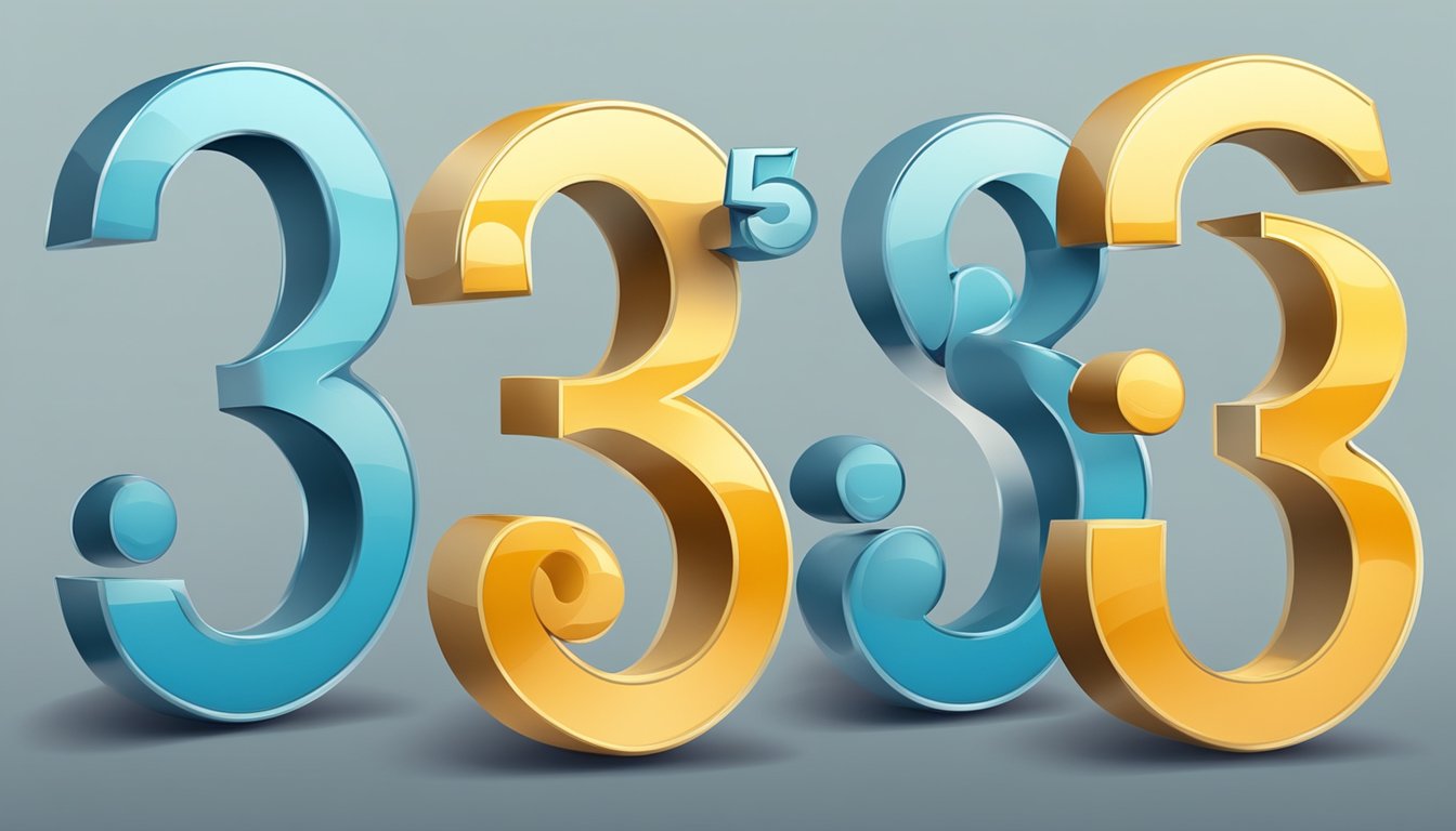 A sequence of three numbers, 345, arranged in a visually appealing and harmonious composition
