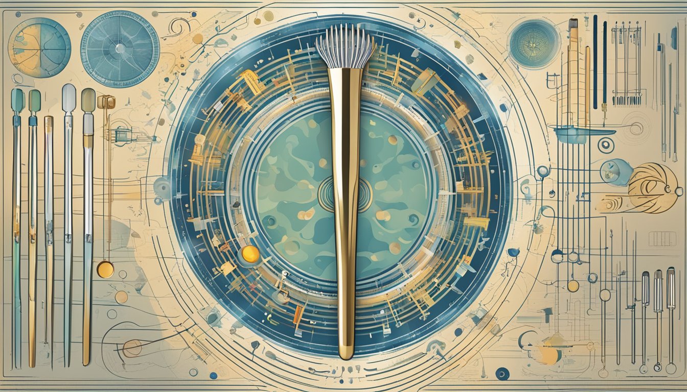 A tuning fork vibrating at 432 Hz, surrounded by symbols and imagery representing the significance and practical application of the frequency