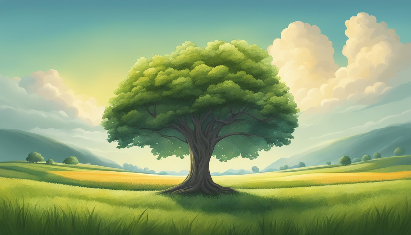 A tree growing amidst a field, symbolizing personal growth and significance