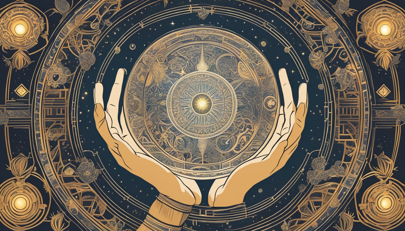 A hand reaches for a glowing orb, surrounded by intricate symbols and patterns, representing the implementation and significance of 633