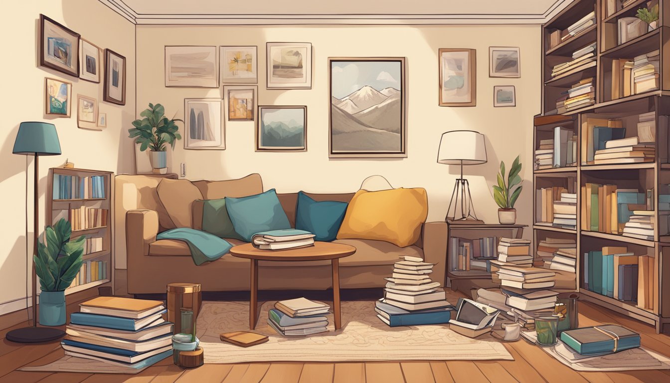 A cozy room with scattered personal items, like books and photos, symbolizing individual influence and significance