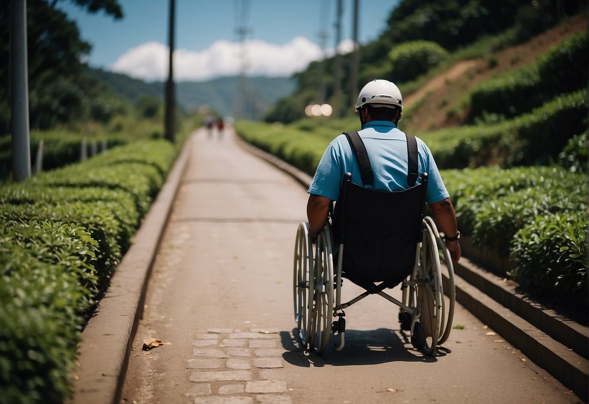 A person with a disability navigating inaccessible infrastructure in Brazil