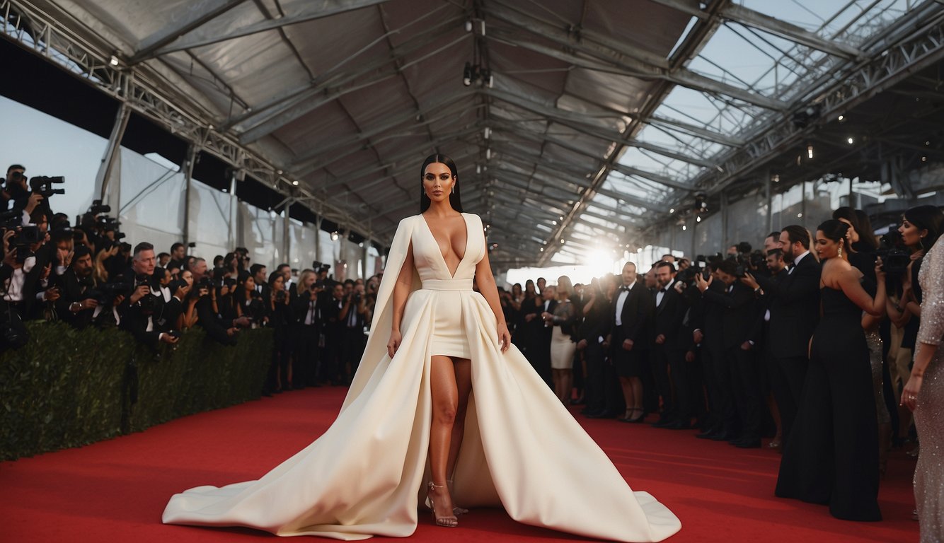 Kim Kardashian's iconic Balenciaga moments showcased in a timeline, from red carpet appearances to street style looks