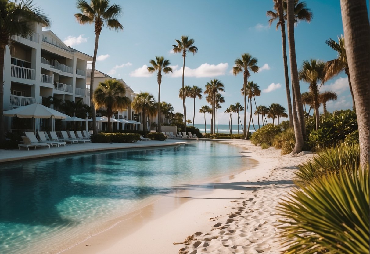 driveable beaches in florida with clear blue water and white sandy shores surrounded by palm trees and beachfront amenities and activities