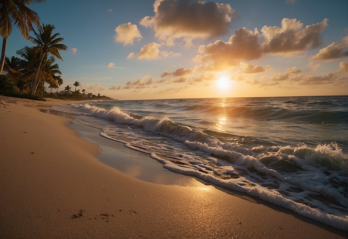 the sun sets over a sandy beach in hollywood florida