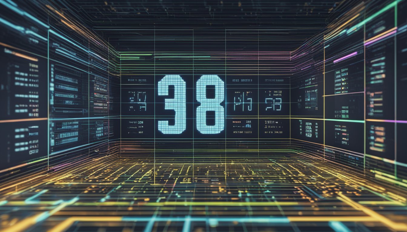 A digital screen displays the numbers "639" in a coding language, with the word "Bedeutung" underneath