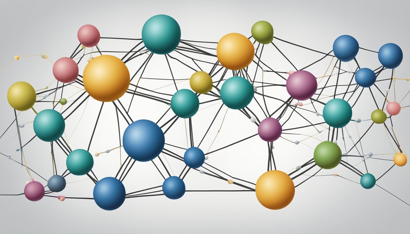 A network of interconnected lines and nodes, symbolizing relationships and meaning