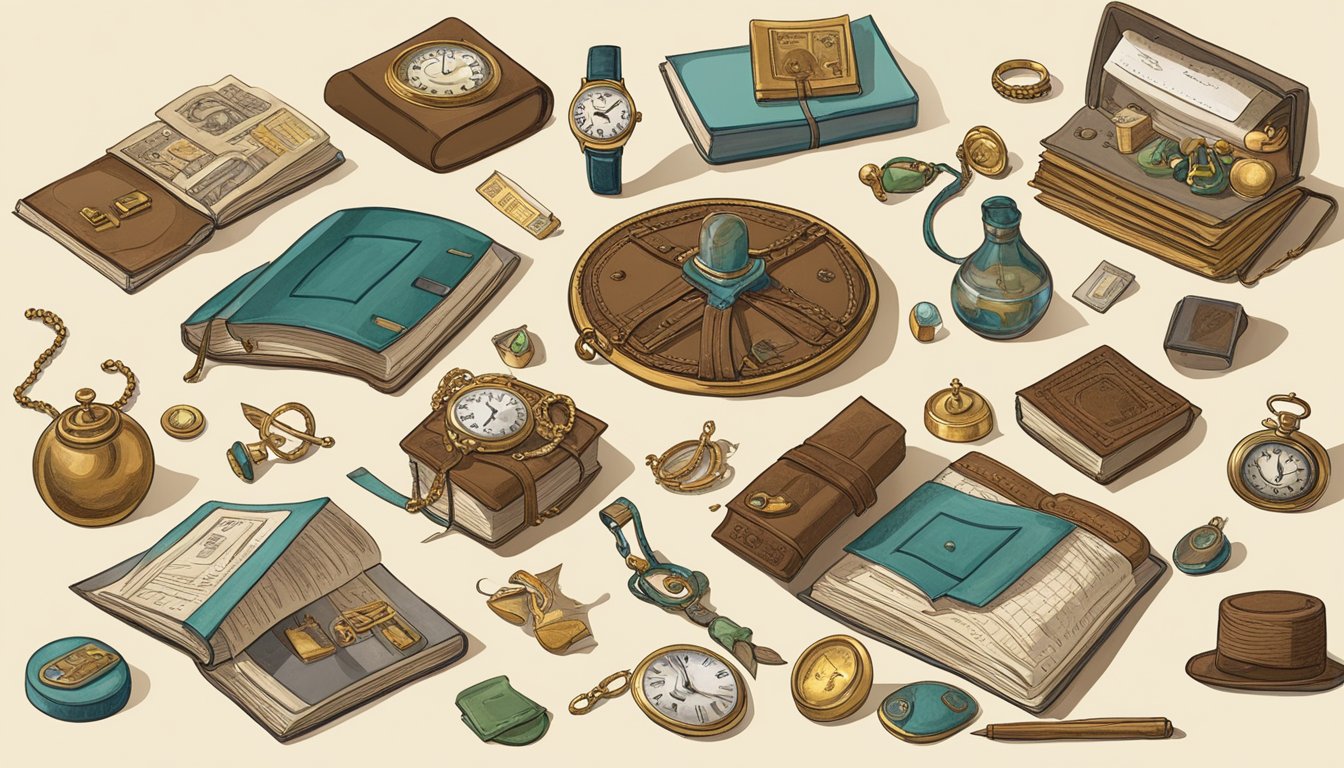 The scene depicts various personal items and symbols representing the significance of the number 210.</p><p>Objects could include a calendar, a meaningful piece of jewelry, and a stack of books