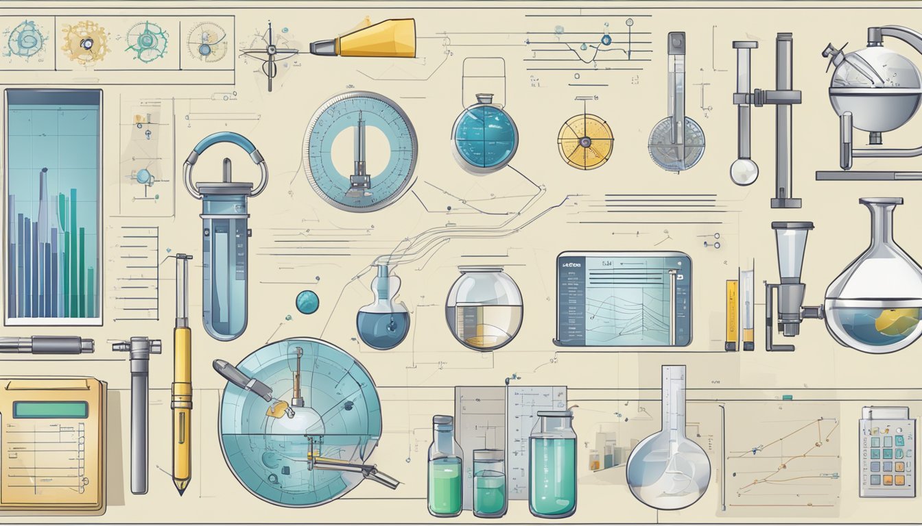 Scientific and practical applications, with symbols, tools, and data charts, representing significance